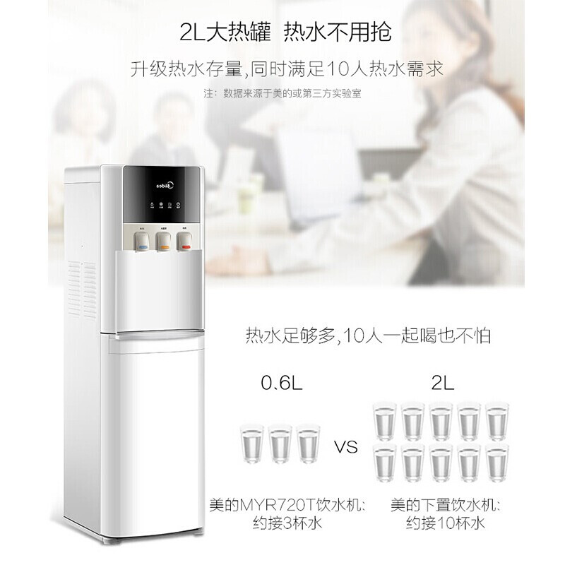 美的(Midea)饮水机立式冷热型家用商用下置式三出水大热罐饮水器YD1326S-W